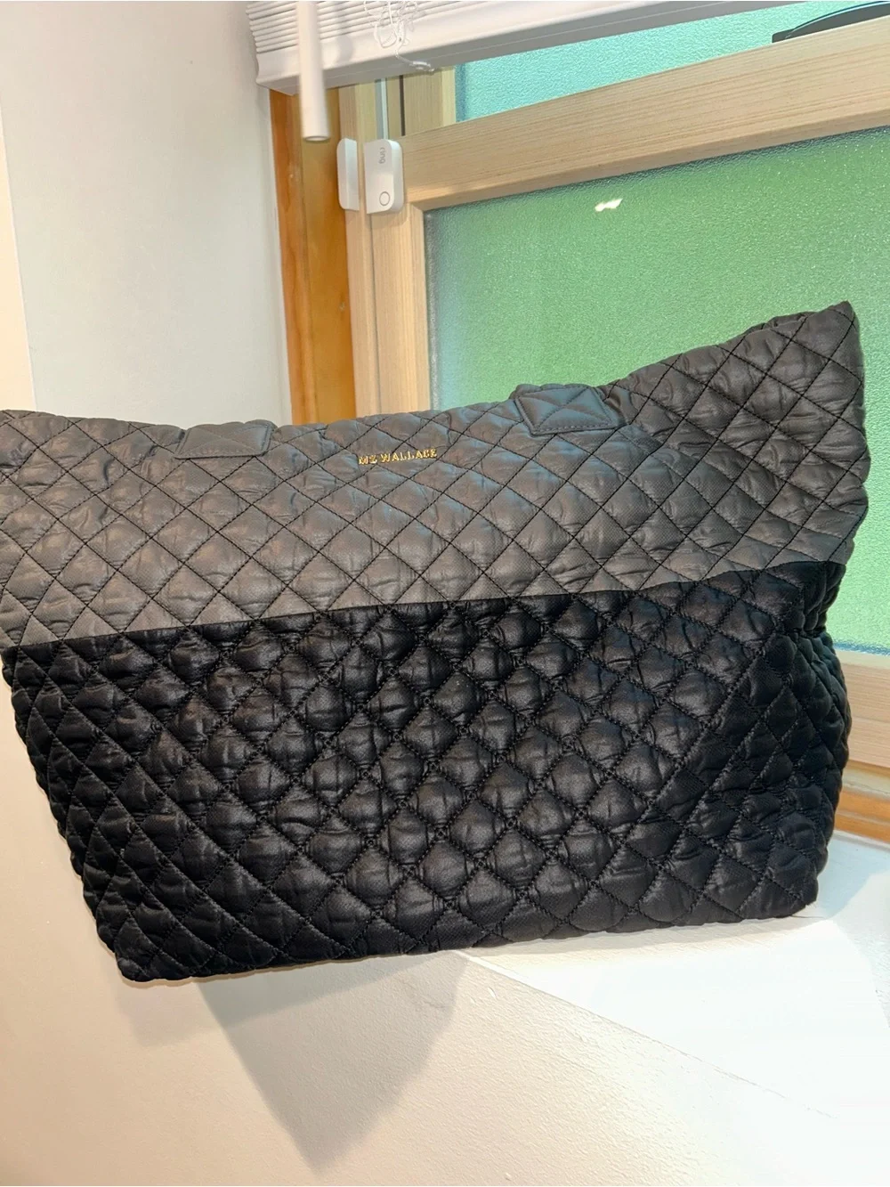 MZ Wallace Quilted Two-Tone Tote in Gray and Black